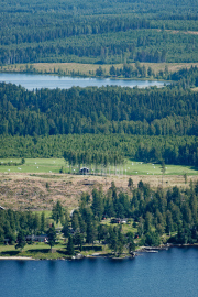 View from Åsberget over lake Ljusnan and lake Istesjön